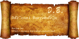 Décsei Barnabás névjegykártya
